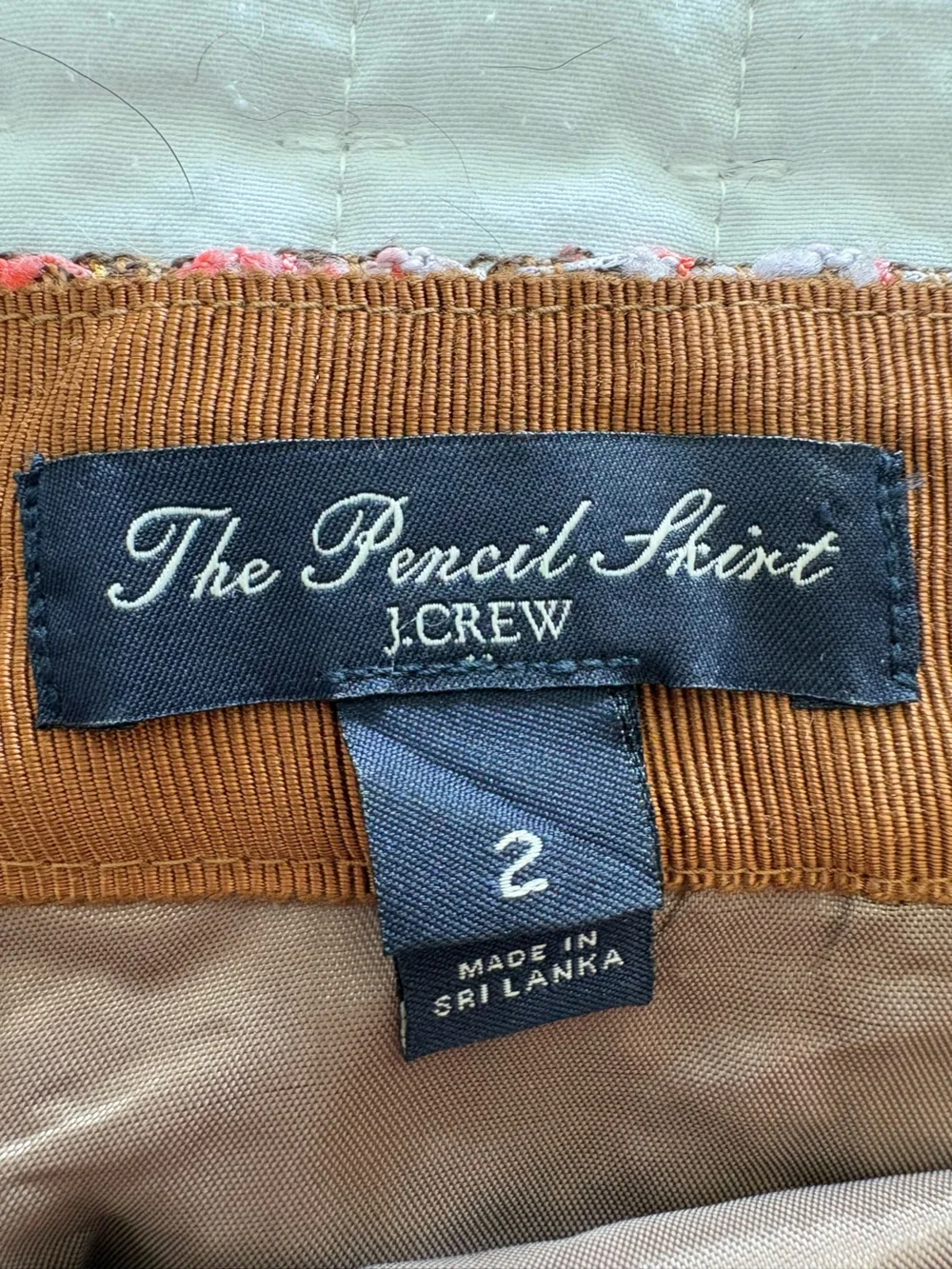 J.Crew Textured Bouclé Tweed Pencil Skirt Size 2 Brown Pink Multicolor Office